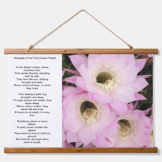 Rosa Blätter der Wüste Wandteppich Mit Holzrahmen (Vorne)