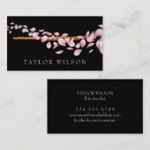 Rosa Blätter Flötenlehrer Visitenkarte (Vorne/Hinten)