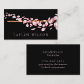 Rosa Blätter Flötenlehrer Visitenkarte (Vorne/Hinten)