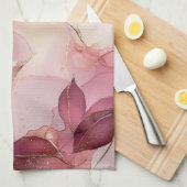 Rosa Blätter Geschirrtuch (Viertel Falte)