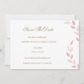 Rosa Blätter Herbst Save the Date Hochzeit Einladung (Vorderseite)