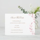 Rosa Blätter Herbst Save the Date Hochzeit Einladung (Stehend Vorderseite)