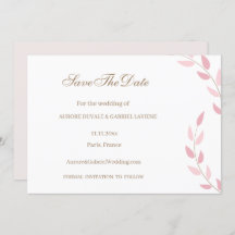 Rosa Blätter Herbst Save the Date Hochzeit