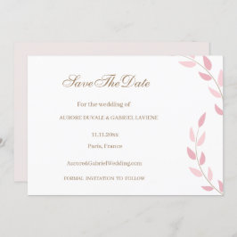 Rosa Blätter Herbst Save the Date Hochzeit Einladung