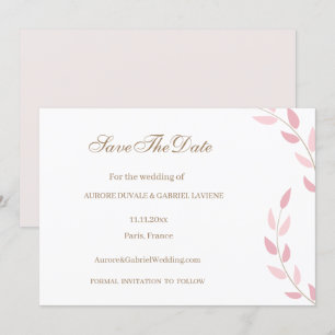 Rosa Blätter Herbst Save the Date Hochzeit Einladung