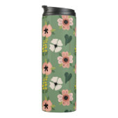 Rosa Blätter in Grün und Gelb Thermosbecher (Nach rechts gedreht)