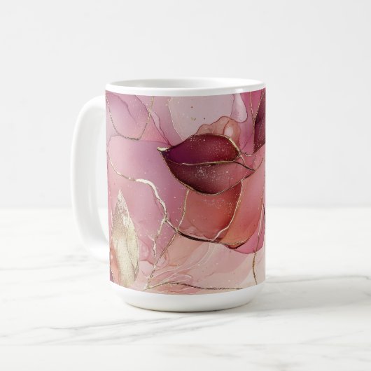 Rosa Blätter Kaffeetasse (Vorderseite Links)