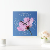 Rosa Blätter Quadratische Wanduhr (Zuhause)