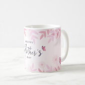 Rosa Blätter & Schmetterlinge Kaffeetasse (VorderseiteRechts)