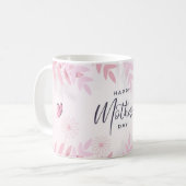 Rosa Blätter & Schmetterlinge Kaffeetasse (Vorderseite Links)