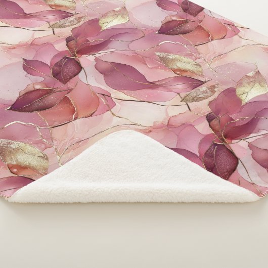 Rosa Blätter Sherpadecke (3/4)