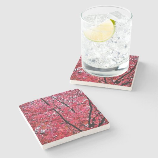 Rosa Blätter Steinuntersetzer (Seitenansicht)