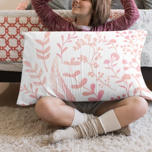 Rosa Blätter und Feathers Pattern Kissenbezug