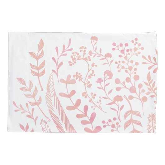 Rosa Blätter und Feathers Pattern Kissenbezug (Rückseite)