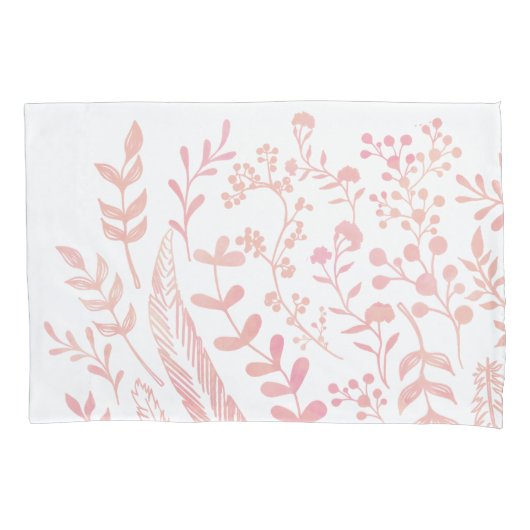 Rosa Blätter und Feathers Pattern Kissenbezug (Vorderseite)