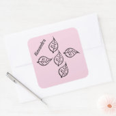 Rosa Blätter Woodcut Square Sticker (Umschlag)