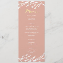 Rosa Blattkranz Chinesische Hochzeit doppeltes Glü Menükarte