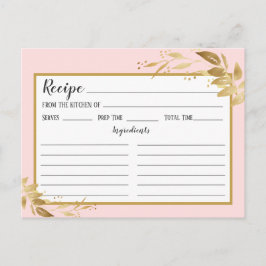 Rosa-Blattrezeptkarte Gold Blush Pink Postkarte