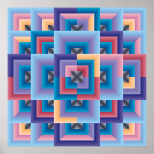 Rosa Blau Abstrakt Poster