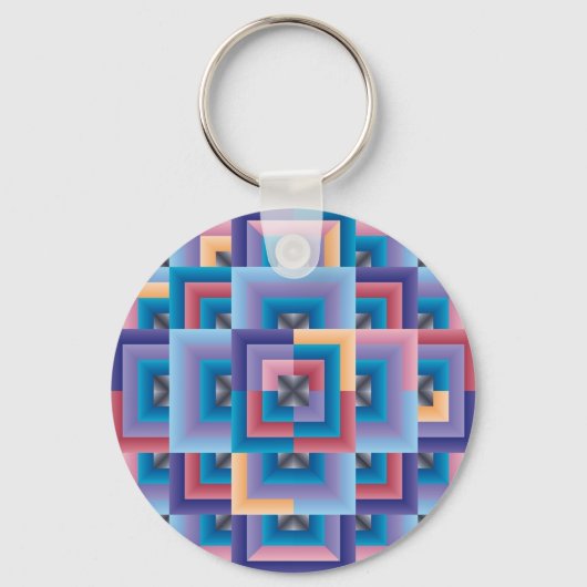 Rosa Blau Abstrakt Schlüsselanhänger (Vorderseite)