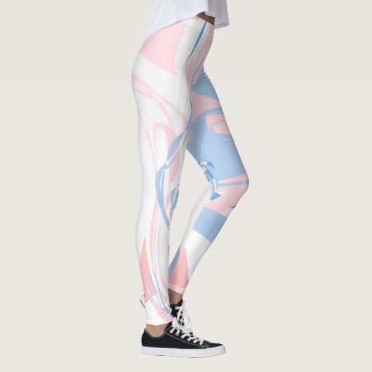Rosa Blau Abstrakte Leggings wirbeln (Rechts)