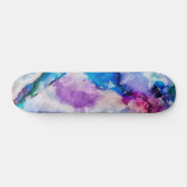 Rosa Blau Aquamarin Abstrakte Farbe Skateboard (Horizontal)