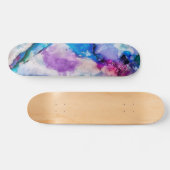Rosa Blau Aquamarin Abstrakte Farbe Skateboard (Horizontal)