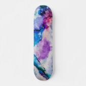 Rosa Blau Aquamarin Abstrakte Farbe Skateboard (Vorne)