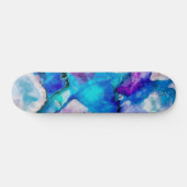 Rosa Blau Aquamarin Abstrakte Farbe Skateboard (Horizontal)