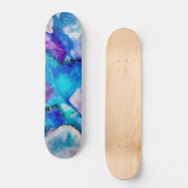 Rosa Blau Aquamarin Abstrakte Farbe Skateboard (Vorderseite)
