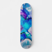 Rosa Blau Aquamarin Abstrakte Farbe Skateboard (Vorne)