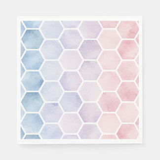 Rosa Blau Aquarell Waben Geschlechtsbekanntgabe Serviette