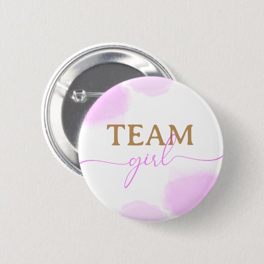Rosa & Blau Aquarellfarben Gold-Script-Gender-Dars Button (Vorne & Hinten)