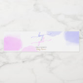 Rosa & Blau Aquarellfarben Gold-Script-Gender-Dars Wasserflaschenetikett (Einzelnes Label)