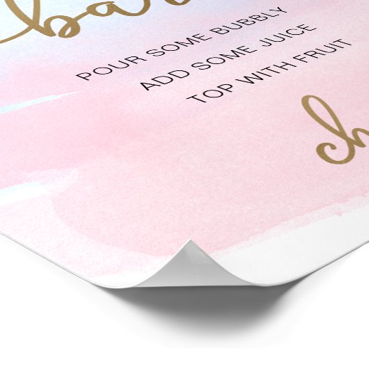 Rosa Blau Aquarellfarben Goldene Mama-osa-Bar-Zeic Poster (Ecke)