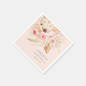 Rosa Blau Aquarellfarben Pampelmuse boho Serviette (Ecke)