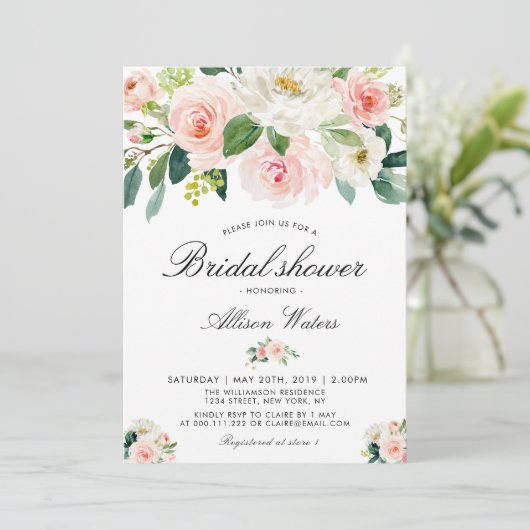 Rosa Blau Brautdusche Einladungskarte Einladung (Stehend Vorderseite)