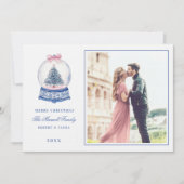 Rosa & Blau Damaskus Schneeglobe W/Foto Einladung (Vorderseite)