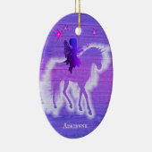 Rosa & Blau Einhorn Girly farbenfrohe Holzgestaltu Keramik Ornament (Rechts)