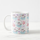 Rosa Blau Einhorn Katze Regenbogen Tasse (Links)