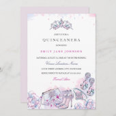 Rosa Blau Elegante Einladung (Vorne/Hinten)