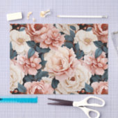 Rosa Blau Elegantes Blumenmuster Blau Seidenpapier (Handwerk)