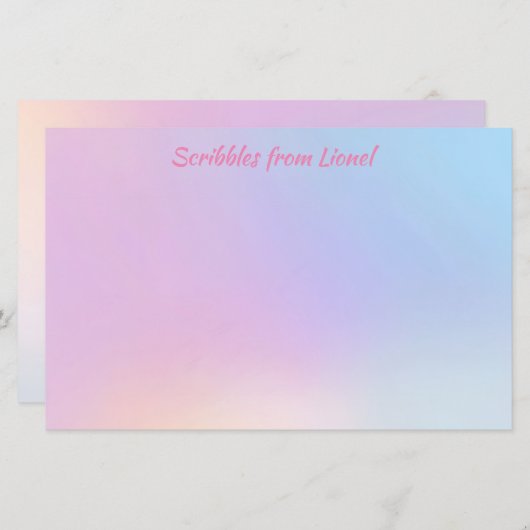 Rosa, blau, Farbverlauf, pastellfarben, weiblich, Briefpapier (Vorne/Hinten)