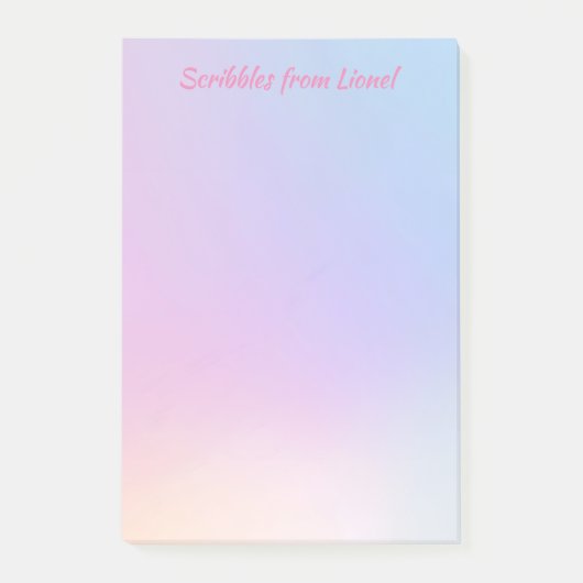 Rosa, blau, Farbverlauf, pastellfarben, weiblich, Post-it Klebezettel (Vorderseite)