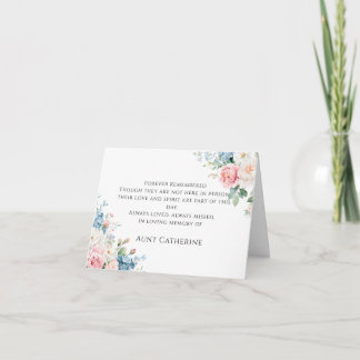 Rosa & Blau Florale Elegante Hochzeits-Erinnerungs Dankeskarte