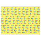 Rosa & Blau frohe Weihnachtsbaumen Gelb Tischdecke (Vorderseite (Horizontal))