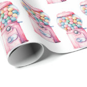 Rosa Blau Gelb Bubble Gum Geburtstag Geschenkpapier (Rolleneckpunkt)