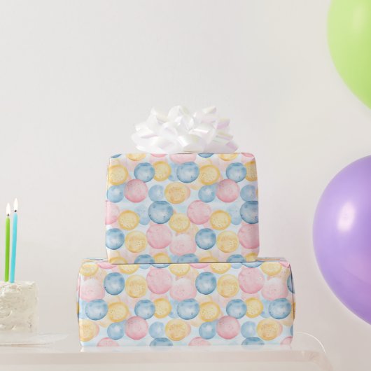 Rosa Blau Gelb Bubble Gum Geburtstag Geschenkpapier (Partygeschenke)
