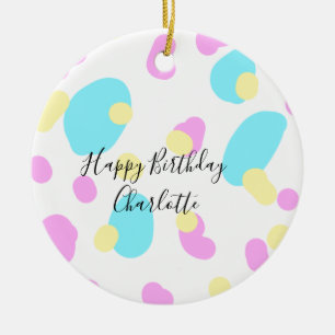 Rosa blau gelb glücklicher Geburtstag Kinder Forme Keramik Ornament