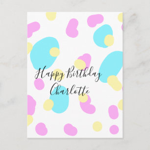 Rosa blau gelb glücklicher Geburtstag Kinder Forme Postkarte